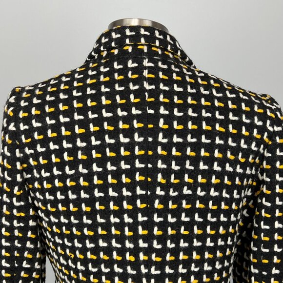 Etcetera Womens Wool Blazer Jacket Black Yellow Asymmetric Moto Zip size 12 - Picture 8 of 13